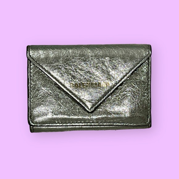 Balenciaga Handbags - Balenciaga trifold silver papier wallet